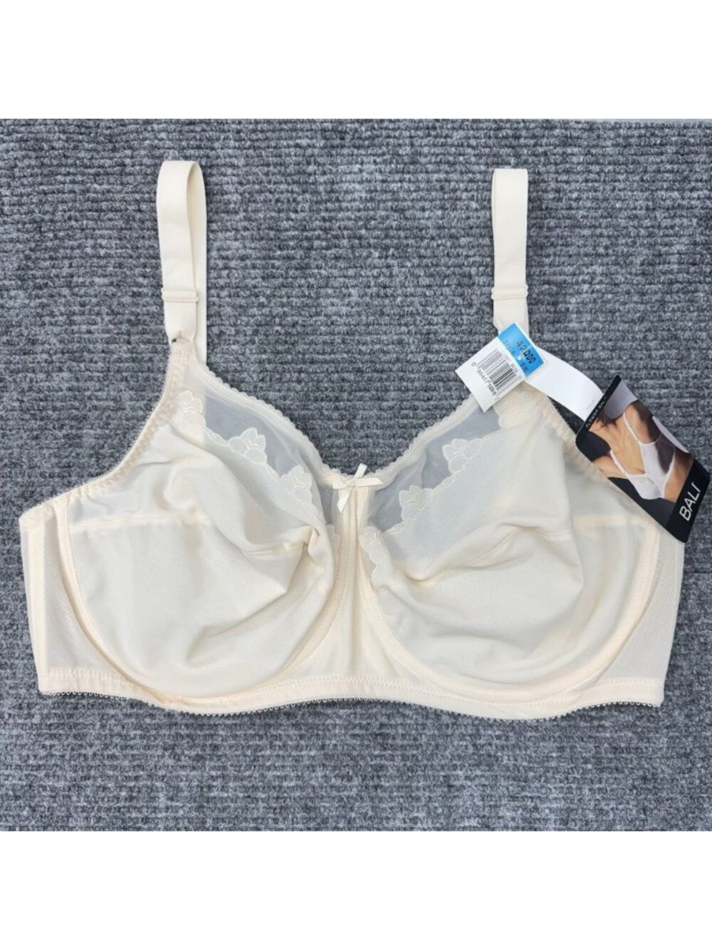 Vintage Bali Flower Bra 42DDD Full Support Underwire Beige Buff #180 NEW